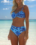 Avery abstract print bikini set with thin straps, view 9