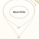 Double Layer Drop Necklace for Women, Dainty Layered Necklace, Gold or Silver
