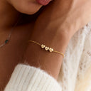 Heart Initial Bracelet, Custom Letters on Heart Charms, 18K Gold Plated Stainless Steel, 1 to 5 Letters