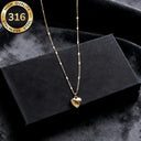 Heart Necklace for Women, 316 Stainless Steel, Hypoallergenic, Gold or Silver