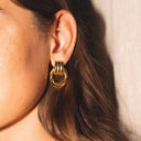 Dora Gold Sculptural Chunky Hoop Earrings, view 6