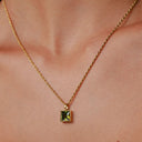 Selma Olive Green Zircon Pendant Necklace, view 3