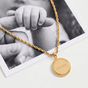 Jasmine Vintage Gold Ribbed Disc Necklace, view 2