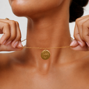 June Gold Round Disc Pendant Necklace, view 3