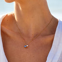 Thea Blue Evil Eye Necklace with Freshwater Pearl, view 5
