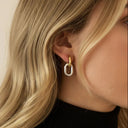 Odile Two-Tone Double Hoop Earrings, view 3