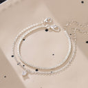 Heart Bracelet Set of 2, Cubic Zirconia Heart Pendant, Silver or Gold