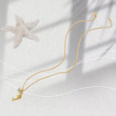Shark Pendant Necklace, Stainless Steel with Natural Stone Charm, Gold or Silver