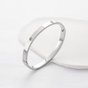 Clover Bangle Bracelet for Women, Stainless Steel, 18K Gold Plated or Silver