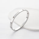 Clover Bangle Bracelet for Women, Stainless Steel, 18K Gold Plated or Silver