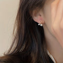 Cross Stud Earrings for Women, Small Faux Pearl Cross, 14K Gold Plated