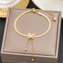 Butterfly Bracelet for Women, 18K Gold Plated Stainless Steel Tassel Charm