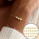 Heart Initial Bracelet, Custom Letters on Heart Charms, 18K Gold Plated Stainless Steel, 1 to 5 Letters