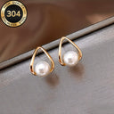 Pearl Earrings for Women, 316 Stainless Steel, Hypoallergenic, Gold or Silver