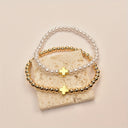 Sasha Pearl and Gold Bead Cross Bracelet Set, view 3