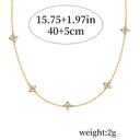 Flower Link Chain Necklace, Stainless Steel, 18K Gold Plated or Silver, Zirconia