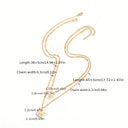 Bow and Initial Necklace Set A to Z, 2 Layered Gold Stainless Steel Necklaces