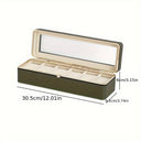 Emilia 6 Compartment Watch Organiser Box with Clear Lid, view 2