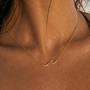 Wave Pendant Necklace, 304 Stainless Steel, Waterproof, 18K Gold Plated or Silver