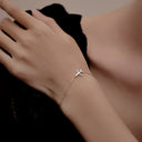 Airplane Charm Bracelet, Adjustable Silver Bracelet with Cubic Zirconia