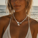 Shell and Pearl Bead Choker Necklace, White Boho Seed Bead Choker for Women