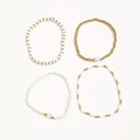 Seed Bead Bracelet Set of 4, White Boho Stacking Bracelets