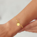Initial Bangle A to Z for Women, Knotted Open Bangle, 18K Gold Plated