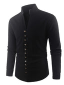 Broome Men's Mandarin Collar Cotton Linen Long Sleeve Shirt, view 20