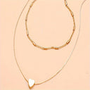 Heart Layered Necklace for Women, Double Layer Gold Collarbone Chain