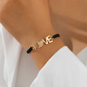 Infinity Love Bracelet, Adjustable Black Braided Cord Bracelet for Women