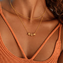 Bubble Letter Name Necklace, Double Layer Gold Necklace, Custom Name or Initial