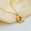 Initial Necklace A to Z, Bubble Letter Necklace, 18K Gold Plated Stainless Steel