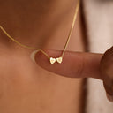 Heart Initial Necklace, Custom Letters on Tiny Hearts, Stainless Steel, 1 to 5 Letters, Gold or Silver