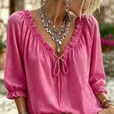 Amalia Ruffle Tie-Neck Blouse Effortless Summer Elegance