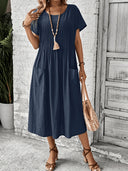 Mirabel Pleated Linen Dress