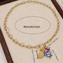 Seashell and Tulip Pendant Necklace, Gold Stainless Steel Necklace for Women