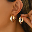 Minimalist Gold Stud Earrings for Women, Small Glass Stone Studs