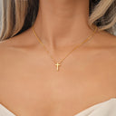 Cross Necklace for Women, Adjustable Gold Rectangular Cross Pendant