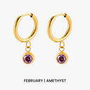 Sophia Birthstone Charm Huggie Hoop Earrings, view 11