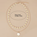 Daisy Flower Layered Necklace Set of 2, Gold Choker and Pendant for Women