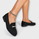 Trudy faux suede loafers with metal accent, view 4