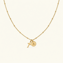 Kaia Gold Cross Initial Necklace in 18k gold plated stainless steel