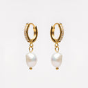 Salome Baroque Freshwater Pearl Drop Hoop Earrings, view 13