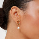 Larissa Gold Freshwater Pearl Hoop Earrings