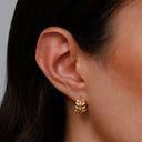 Genevieve Gold Sculptural Zircon Huggie Hoops, view 4