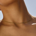 Zora Minimalist Gold Chain Choker Necklace, view 9