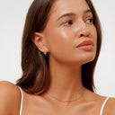 Inez Gold Zircon Cross Charm Hoop Earrings, view 5