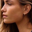 Inez Gold Zircon Cross Charm Hoop Earrings, view 3