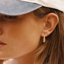 Jacinta Rounded Gold Zircon Statement Earrings, view 3