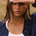 Sabine Gold Zircon Cross Pendant Necklace, view 4